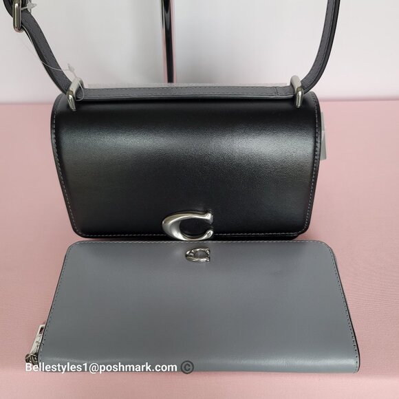 COACH Bandit Luxe Refined Smooth Calf Leather Small Crossbody Bag- Black color ⭐ - Picture 14 of 16